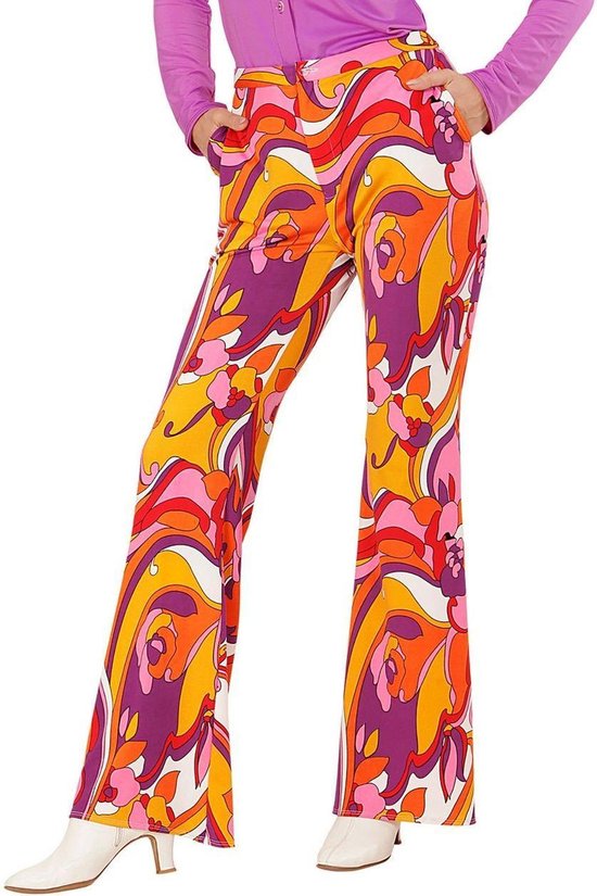 Hippie Kostuum | Groovy Gwendolyn 70s Dames Broek, Orchidee Vrouw | Small /  Medium | | bol.com