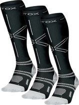 STOX Energy Socks - 3 Pack Hardloopsokken voor Vrouwen - Premium Compressiesokken - Kleur: Zwart/Lichtgrijs - Maat: Large - 3 Paar - Voordeel