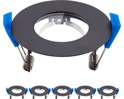 Set van 6 Pisa - LED Inbouwspots - Armatuur - Diameter 85mm - GU10 Fitting incl. lamphouder - Rond - IP65 voor badkamer en buiten - Zwart