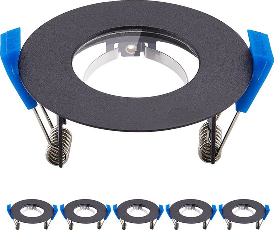 Set van 6 Pisa - LED Inbouwspots - Armatuur - Diameter 85mm - GU10 Fitting incl. lamphouder - Rond - IP65 voor badkamer en buiten - Zwart