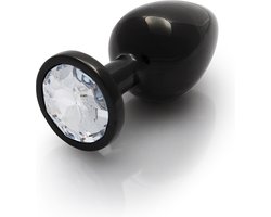 Shots - Ouch! OU809GUN - Round Gem Butt Plug - Medium - Gunmetal / Diamond