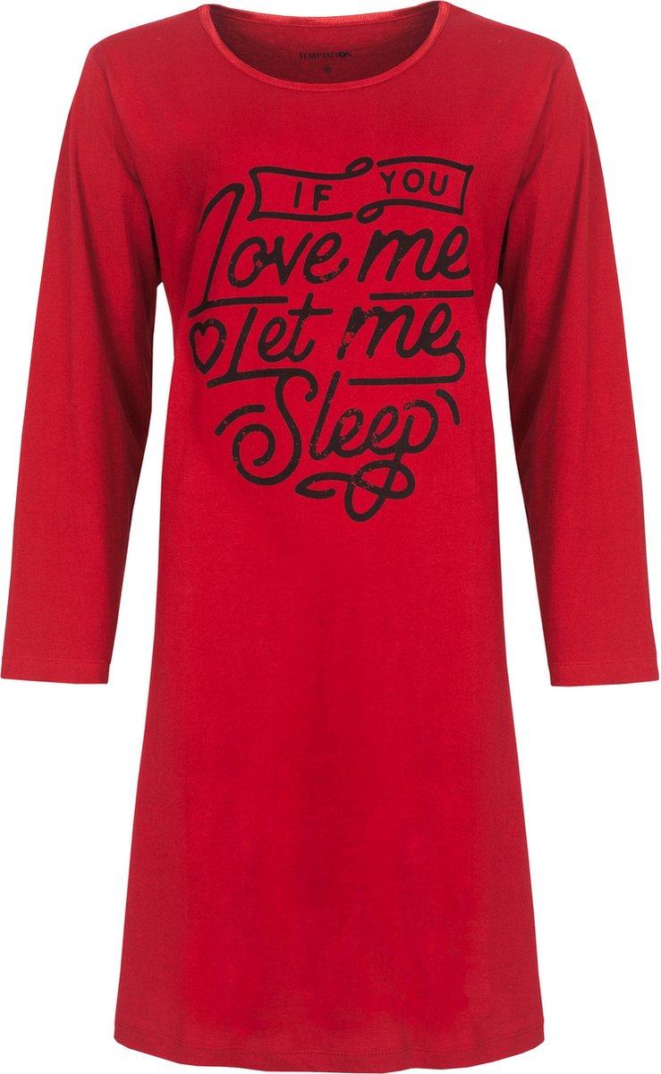 Temptation Dames Nachthemd - Bigshirt - 100% Katoen - Rood