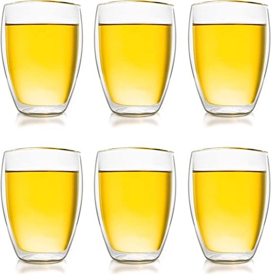 KADAX Dubbelwandige koffiekopjes, set van 4, 250 ml, theeglazen met