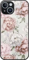Hoesje geschikt voor iPhone 14 - Klassieke bloemen - Luxe Hard Case - Bloemen - Beige - Mooie Telefoonhoesjes