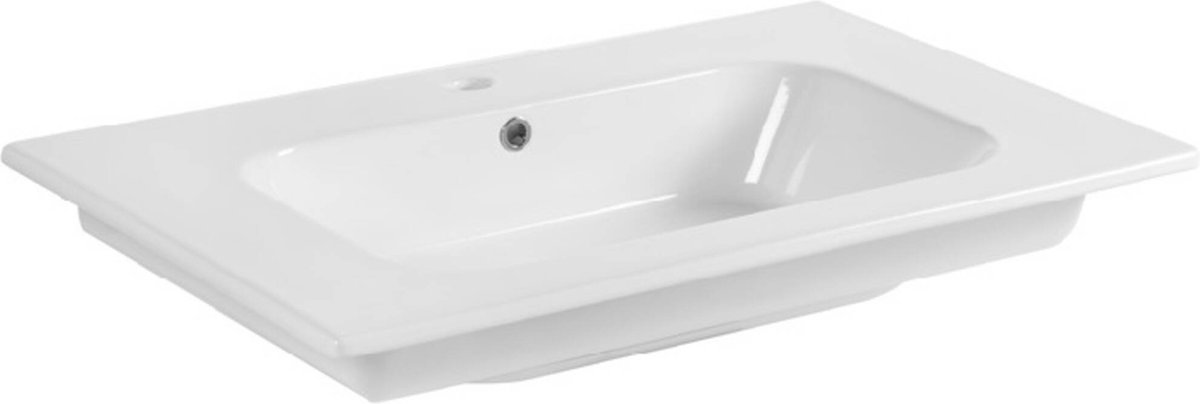 Saqu Palermo Wastafel 1 bak 1 krg 81x51,5x1,6 cm Glans Wit