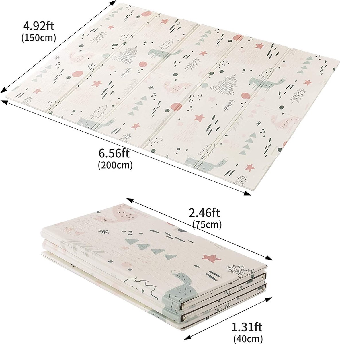 CHTH Baby opvouwbare speelmat, groot formaat verdikt schuim kinderkamer tapijt, zacht vloerkleed, dubbelzijdig waterdichte draagbare baby kruipmat (170 x 180 cm, groen