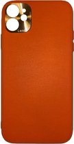 Siliconen/Hardcase hoesje voor Geschikt voor Apple iPhone 12 Mini - Oranje - Inclusief 1 extra screenprotector