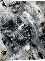 Acrylglas - Abstracte Verfmix van Zwart en Wit Tinten - 75x100 cm Foto op Acrylglas (Met Ophangsysteem)