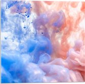 Acrylglas - Blauwe en Oranje Rook tegen Witte Achtergrond - 50x50 cm Foto op Acrylglas (Met Ophangsysteem)