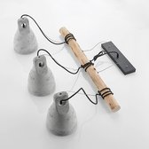Lindby - hanglamp - 3 lichts - beton, hout - E27 - grijs, hout licht