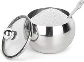 Roestvrijstalen suikerpot met doorzichtig deksel en suikerlepel 8oz suikercontainer voor thuis en keuken