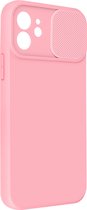 Case geschikt voor iPhone 12/12 Pro Silicone Sliding Camera Cover roze