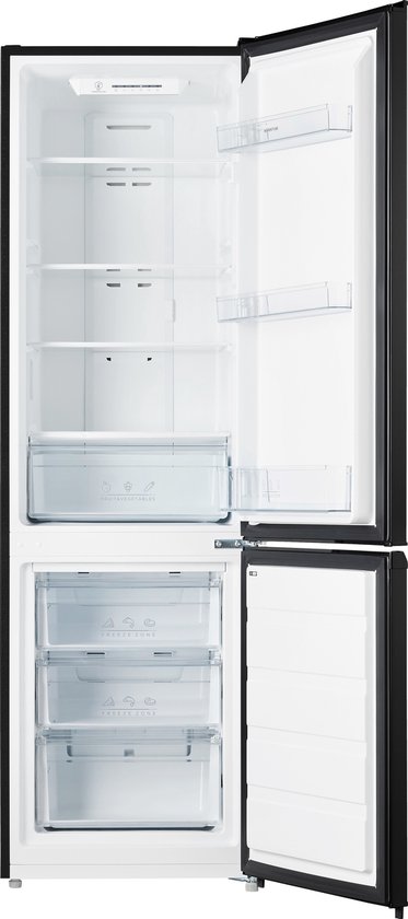 Inventum KV1808B No Frost energiezuinige koel-vriescombinatie - 180 cm hoog - 270 liter - Superkoelen - Supervriezen - Energielabel D - Vrijstaand - Zwart
