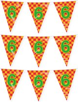 Paperdreams verjaardag 6 jaar thema vlaggetjes - 3x - feestversiering - 10m - folie - dubbelzijdig