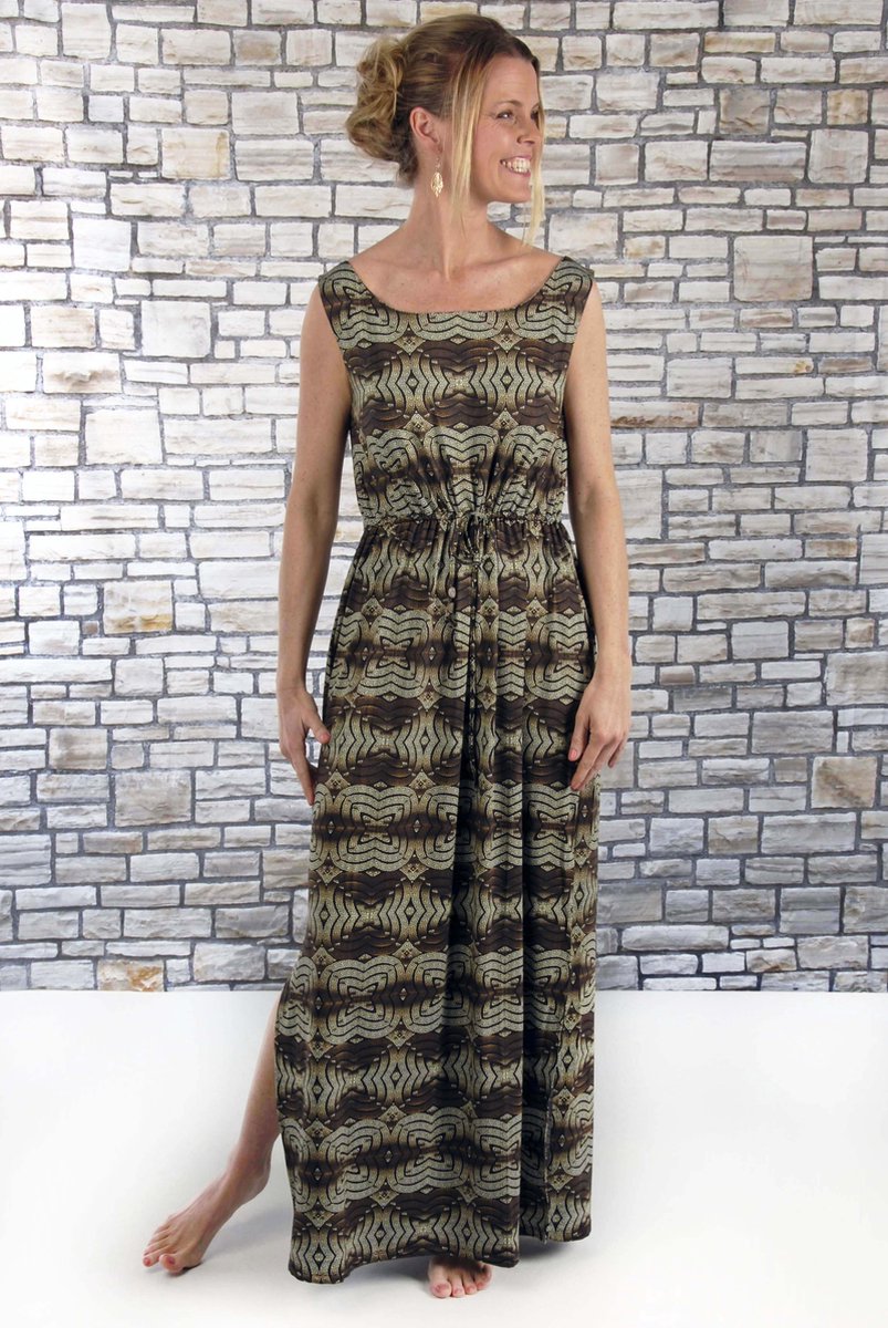 Donne del Sole - Maxidress Golden Green - Lange zomerjurk - Maat XL