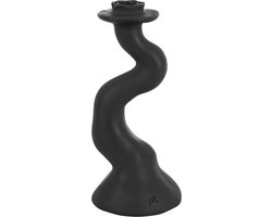 foto van Present Time Kandelaar Organic Swirl - Zwart - 12x11,5x25,5cm - Scandinavisch,Modern