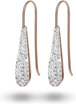 Twice As Nice Oorbellen in rosé zilver, druppel met witte kristalle Wit