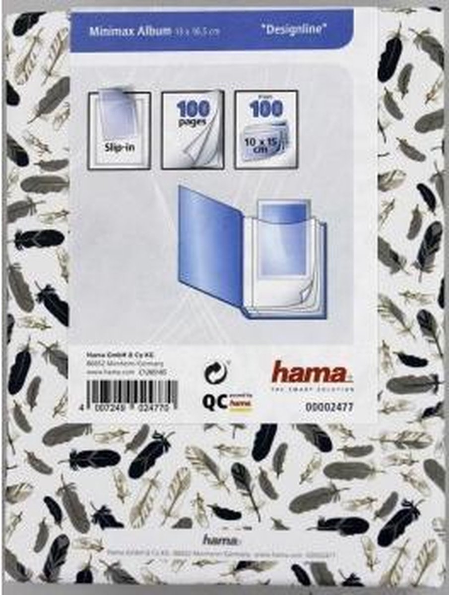 Hama Minimax-Album Designline - voor 100 foto's van 10x15 cm, Feathers | bol