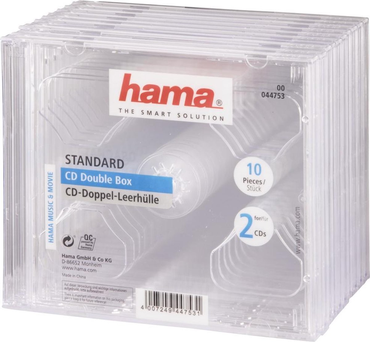 Hama 044753 CD Dubbel Box Transparant - 10 Stuks / Zwart