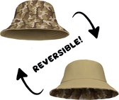 Bucket Hat - Vissershoedje - Hoedje - Kinderen - Camouflage - Leger - Army - Legerprint - Reversible - 4 t/m 7 jaar - 52 cm - groen