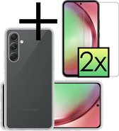 Hoes Geschikt voor Samsung A54 Hoesje Cover Siliconen Back Case Hoes Met 2x Screenprotector - Transparant