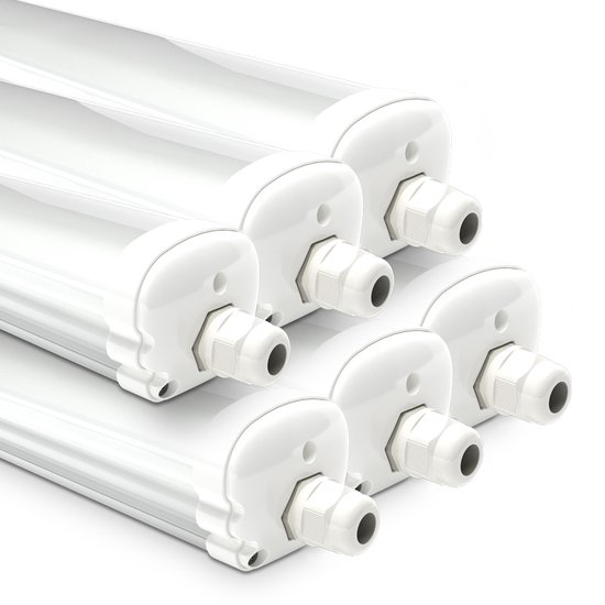 HOFTRONIC S Series - 6 Pack LED TL armaturen 150cm - IP65 waterdicht - 4000K Neutraal wit licht - 48W 5760 Lumen - Koppelbaar - Tri-Proof plafondverlichting - TL LED verlichting met armatuur