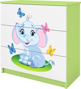 Kocot Kids - Ladekast Babydreams groen baby olifant - Halfhoge kast - Groen