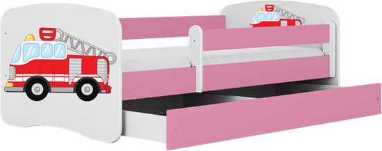 Kocot Kids - Bed babydreams roze brandweer met lade met matras 160/80 - Kinderbed - Roze