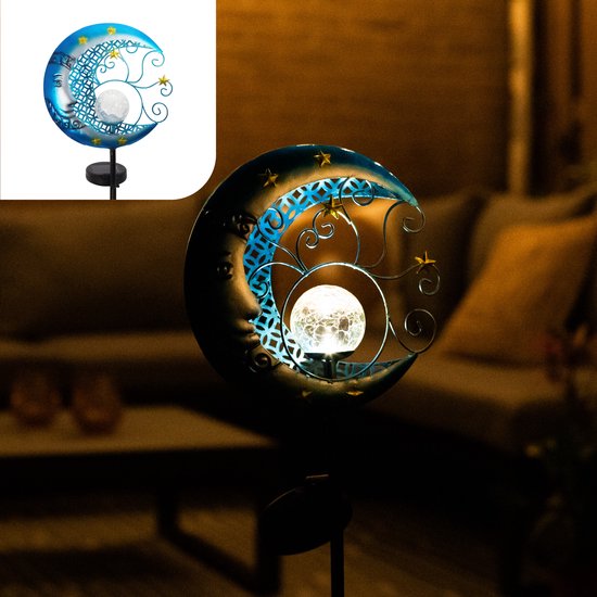 Gadgy solar flame lamp met grondspies - solar tuinverlichting set van 2 st- 93 5 cm hoog - brons kleurig metaal - tuinverlichting op zonneenergie buiten - led buitenverlichting met sensor