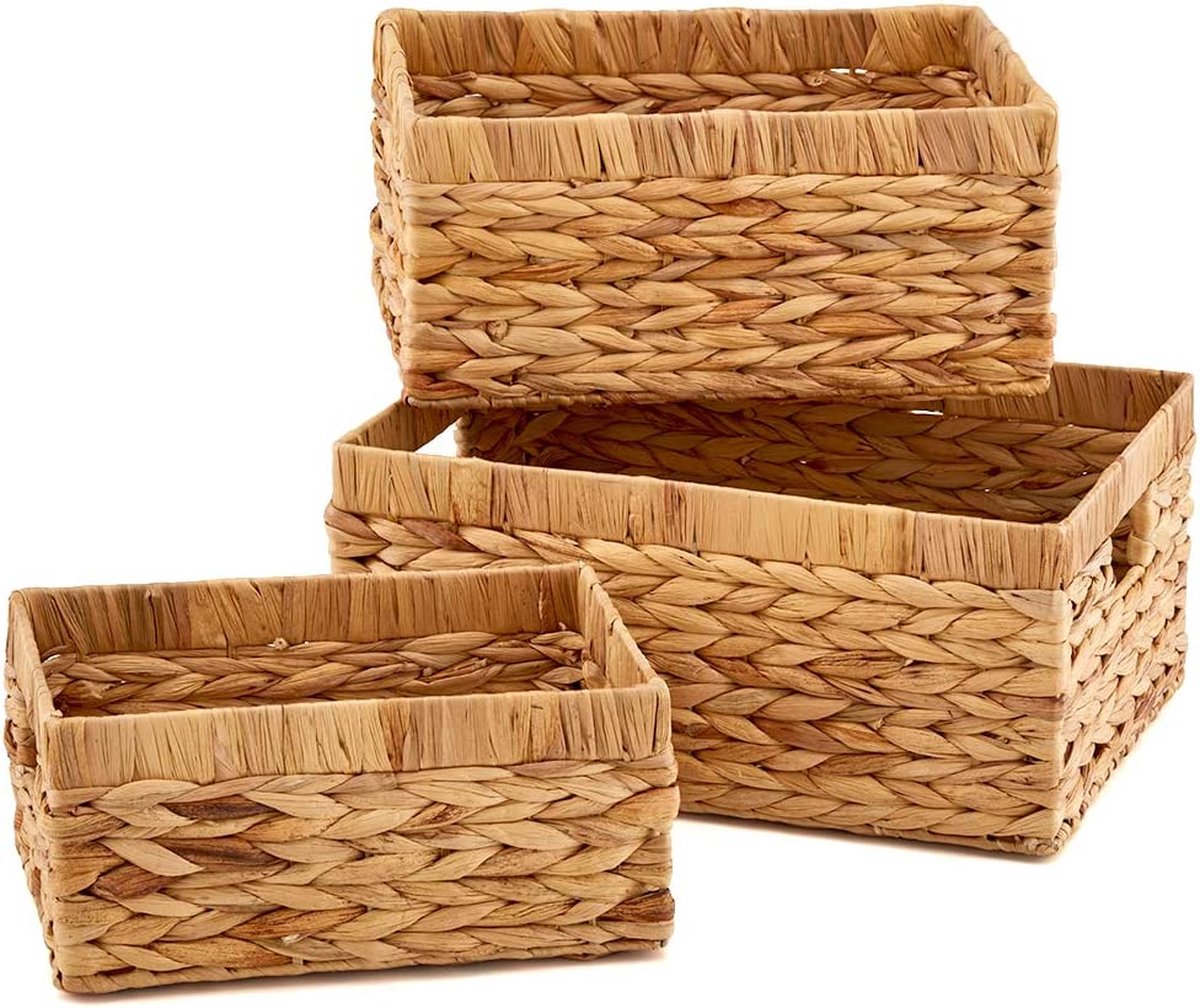 Lot de 3 paniers en jacinthe d