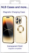 Coque Premium compatible MagSafe pour iPhone 14 Pro magnétique et protection de l'objectif transparent/ Goud