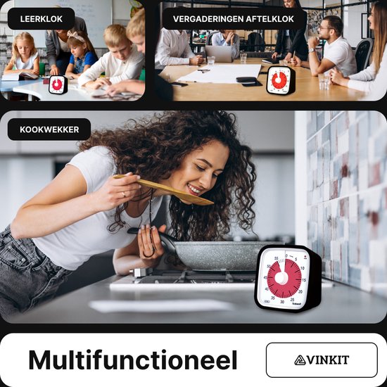 VINKIT Leerklok Zwart Hoogwaardige Leerklok voor Kinderen Timer Kind Zwart
