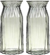 Bellatio Design Bloemenvaas - 2x - lichtgroen transparant glas - D12 x H24 cm - vaas