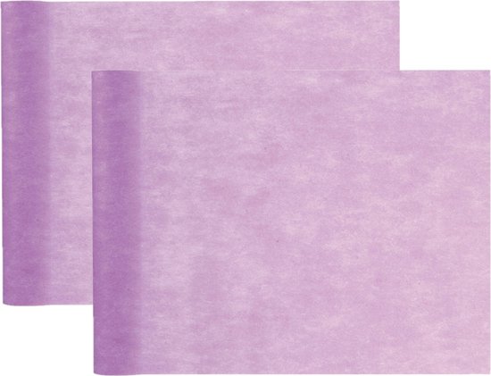 Santex Tafelloper op rol - 2x - lila paars - 30 cm x 10 m - non woven polyester