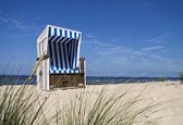 Fotobehang Beach Roofed Beach Chair Sea | XXXL - 416cm x 254cm | 130g/m2 Vlies