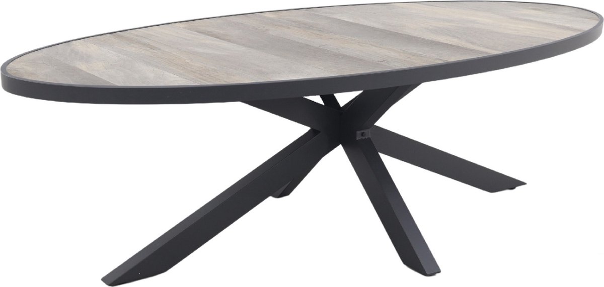 Silva tuintafel houtlook/keramiek - Ovaal - 240x115 cm.