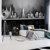 Fotobehang New York City Skyline Black And White | VEL - 152.5cm x 104cm | 130gr/m2 Vlies