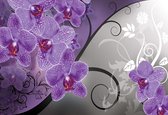 Fotobehang Flowers Floral Orchids Pattern | XL - 208cm x 146cm | 130g/m2 Vlies