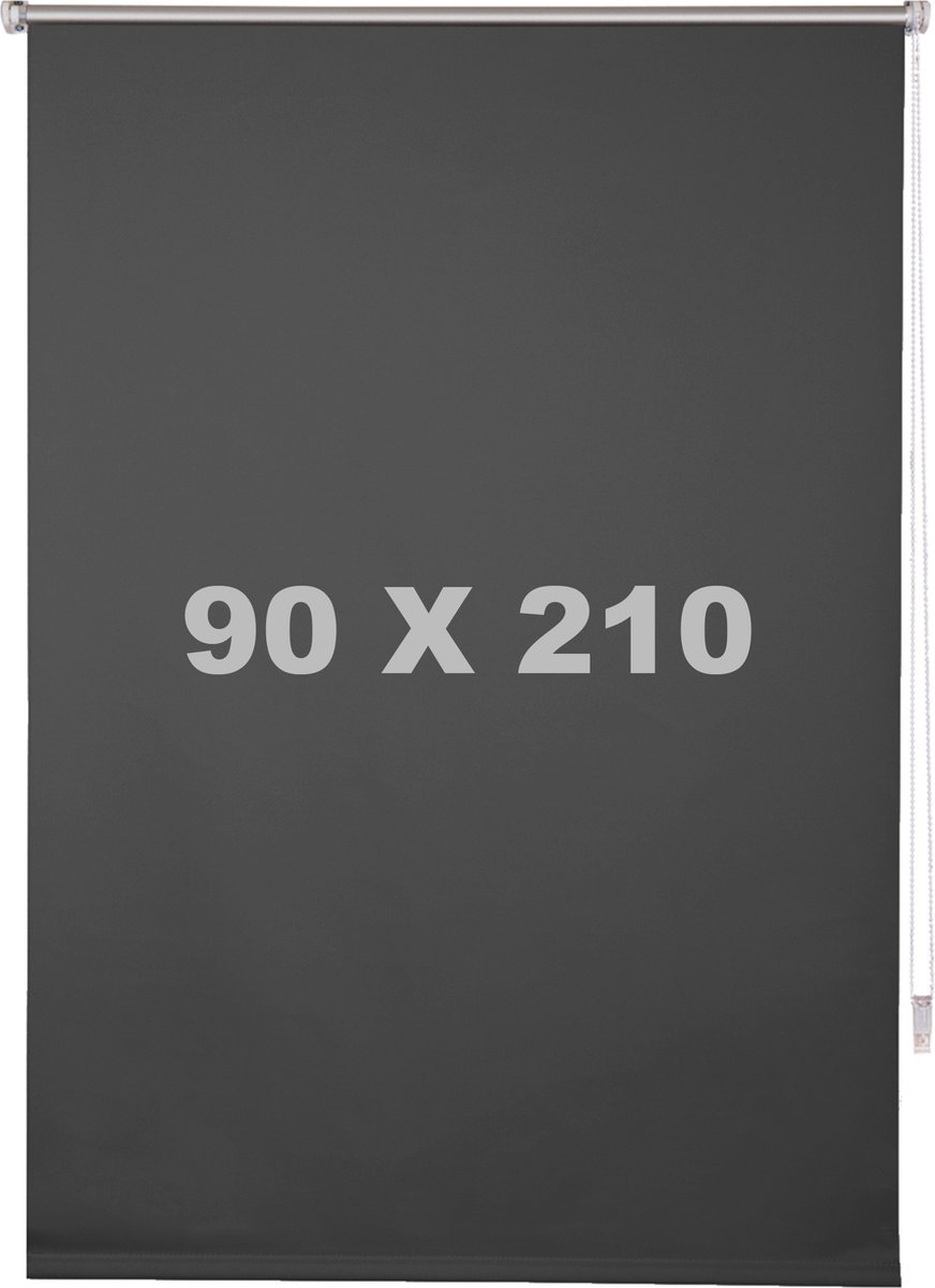 Happyment Luxe Rolgordijn Antraciet - 90x210cm - Rolgordijnen verduisterend - Luxaflex - Isolerend - Zonder of met boren