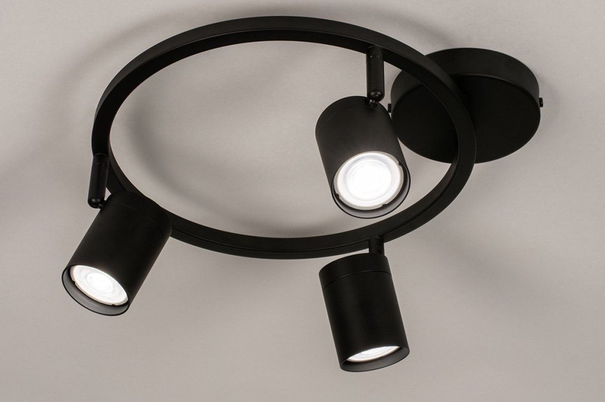 Lumidora Opbouwspot 74355 3 Lichts GU10 Zwart Metaal