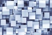 Fotobehang Abstract Squares Modern Blue | XXL - 312cm x 219cm | 130g/m2 Vlies