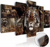 Afbeelding op acrylglas - Bewaker van de jungle, tijger, Oranje,  5luik