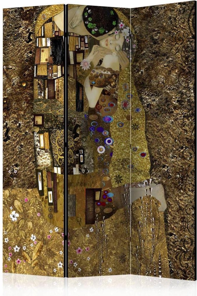 Vouwscherm / Kamerscherm - Gouden kus naar Klimt 135x172cm, gemonteerd geleverd dubbelzijdig geprint