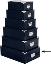 5Five Opbergdoos/box - 2x - donkerblauw - L48 x B33.5 x H16 cm - Stevig karton - Bluebox