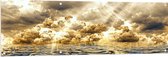 Tuinposter – Abstract Schilderij van Wolken Drijvend in de Zee - 150x50 cm Foto op Tuinposter (wanddecoratie voor buiten en binnen)