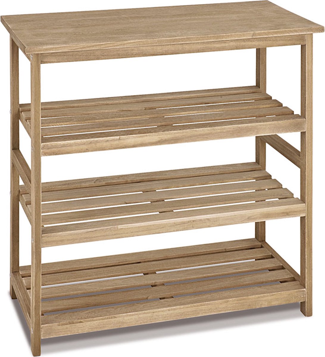 HakuShop Etagere | Naturel Massief hout | 4 laags | Ruwe afwerking | 65x32x72