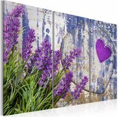 Schilderij - Lavendel liefde, 3 luik, Paars/Groen, 3 maten, Premium print