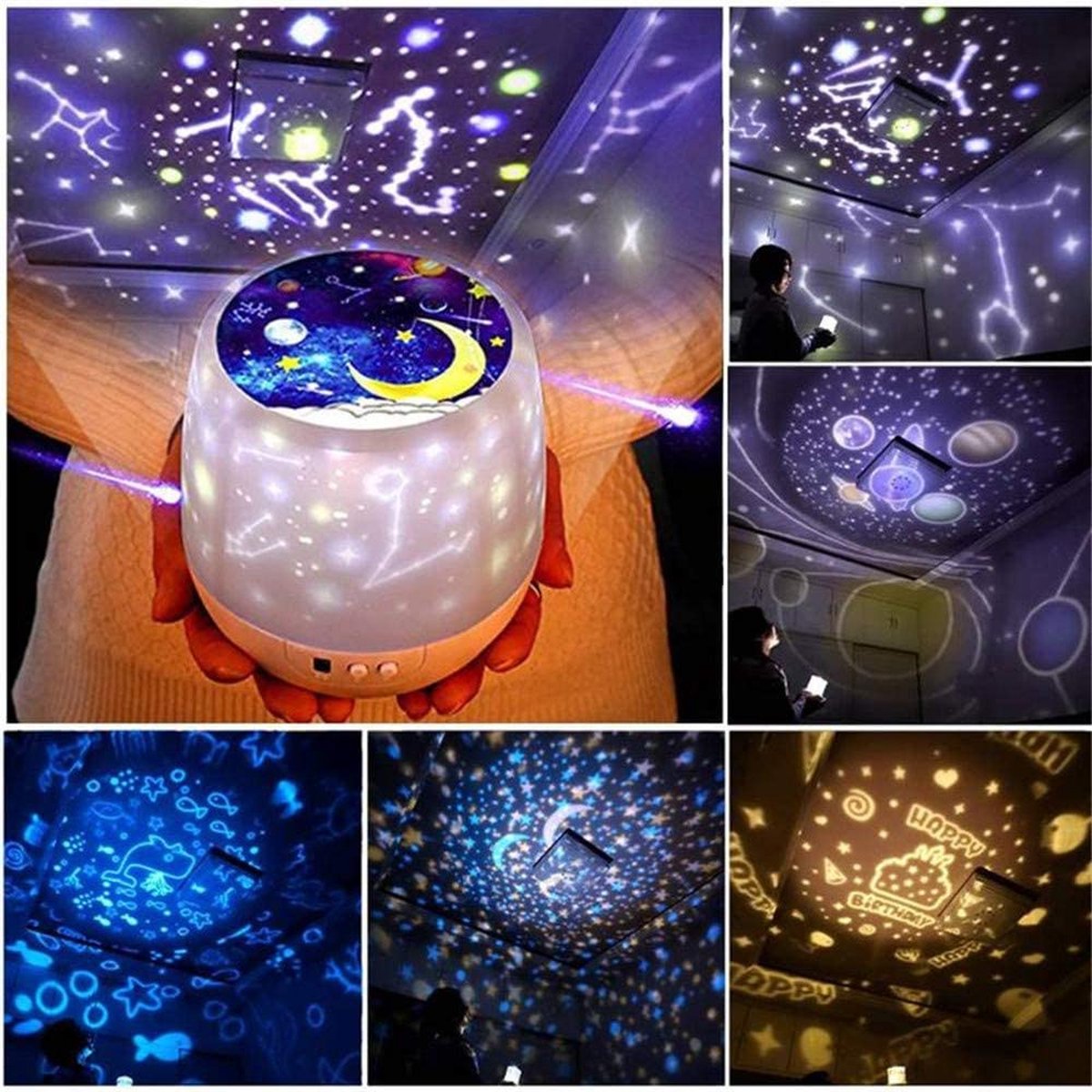 Lampe de chevet LED avec projection ciel étoilé • Enfant World
