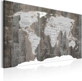 Schilderij - Wereldkaart , Verhalen van hout II , Houtlook