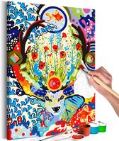 Doe-het-zelf op canvas schilderen - Hert en Bloemen 40x60 ,  Europese kwaliteit, cadeau idee